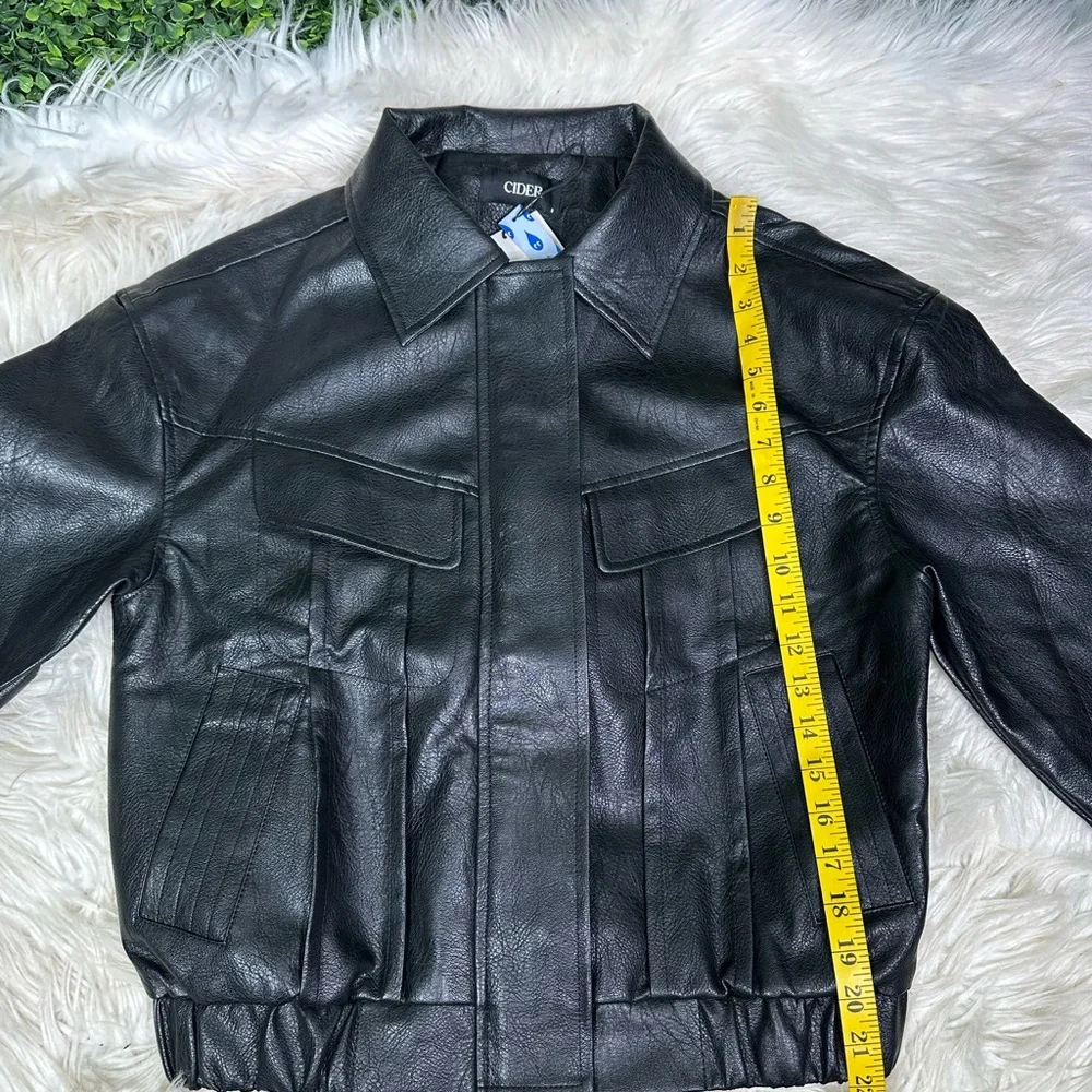 Nwt faux leather Cider Classic Black‎ Leather moto Jacket